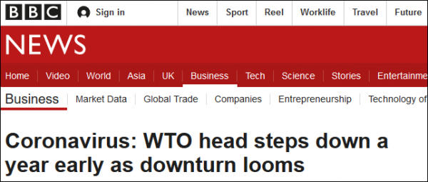 特朗普谈WTO总干事离职：我没意见，他总偏袒中国
